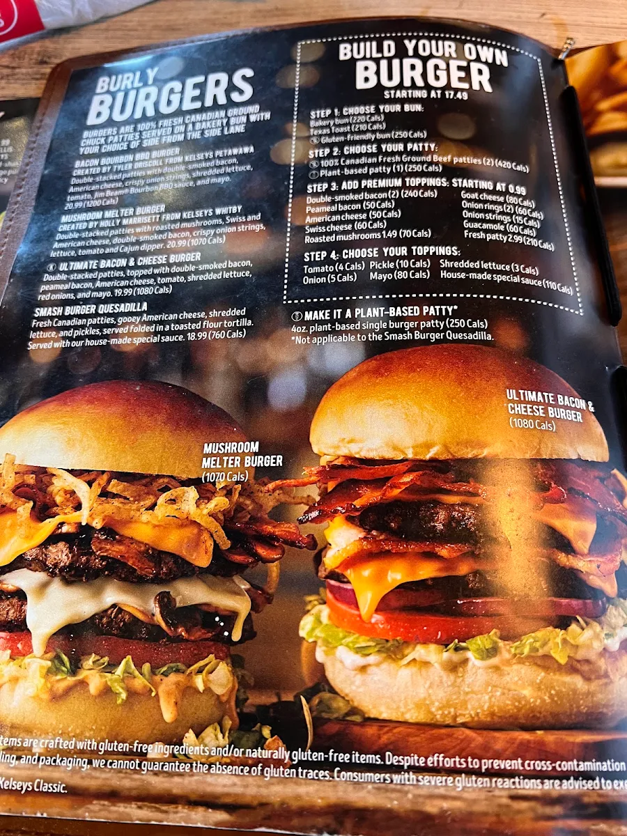 Menu, Kelseys Original Roadhouse