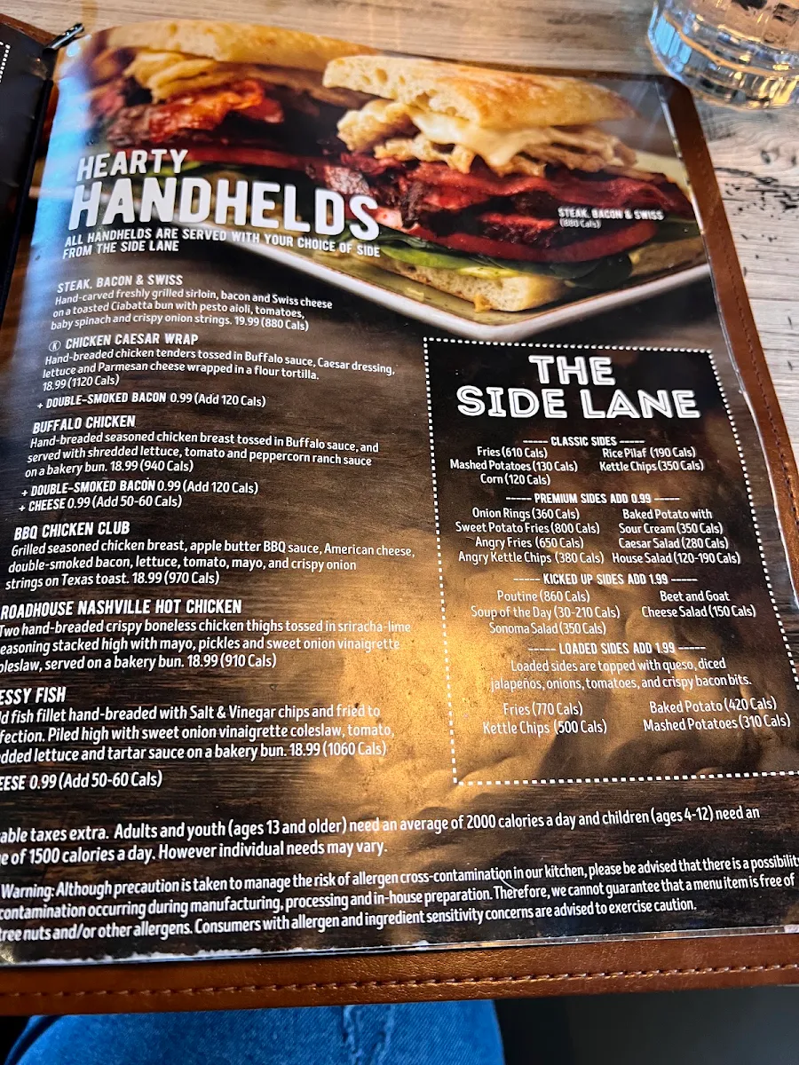 Menu, Kelseys Original Roadhouse