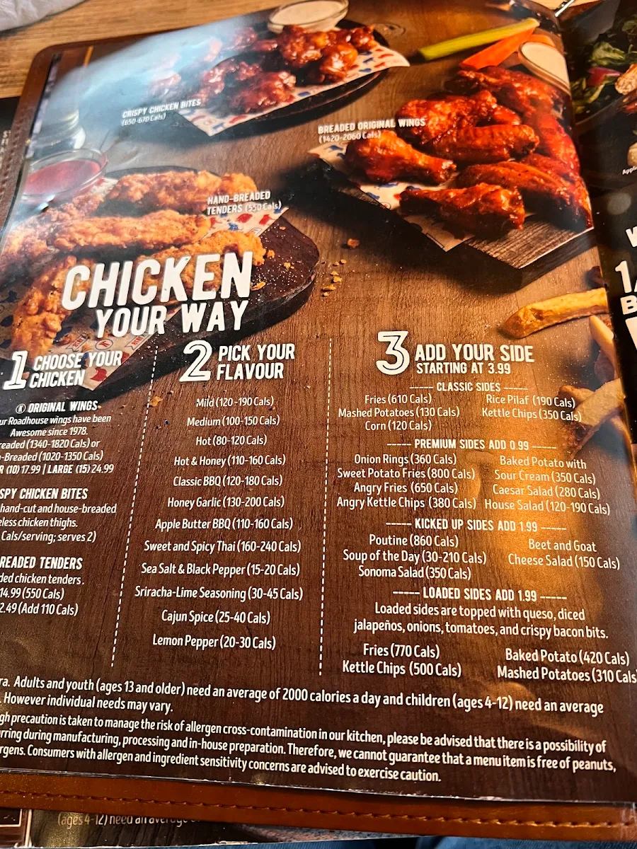 Menu, Kelseys Original Roadhouse