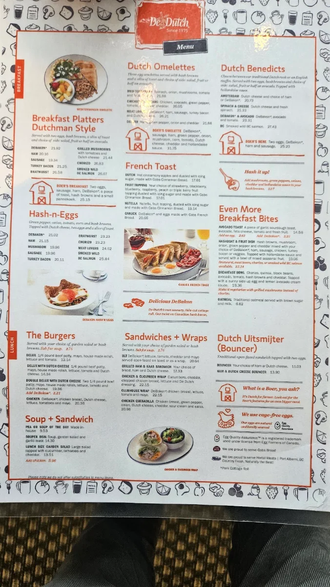 Menu, De Dutch