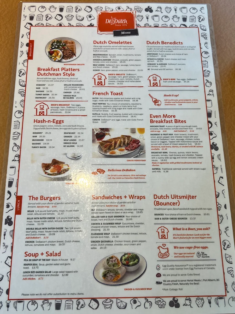 Menu, De Dutch