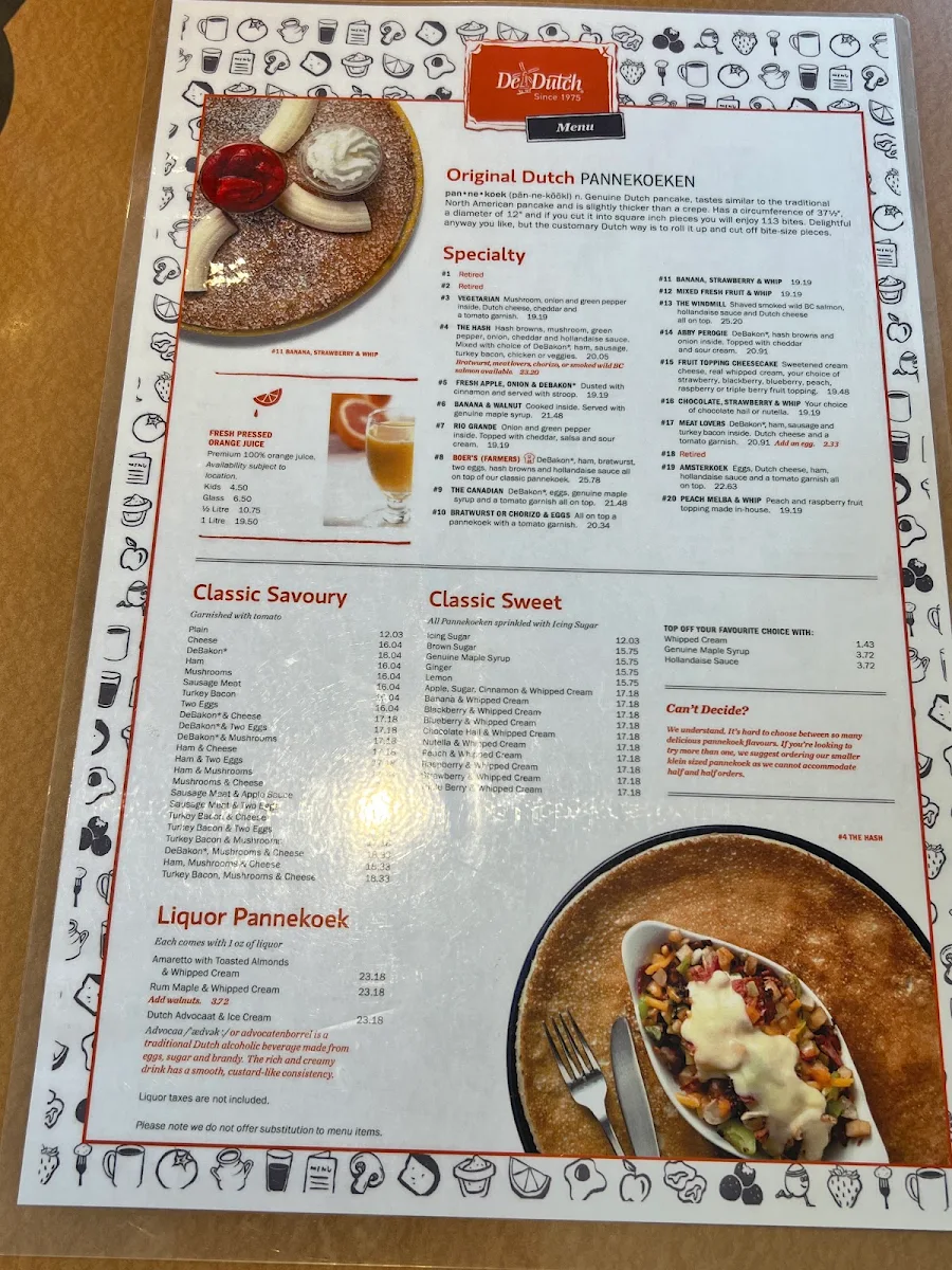 Menu, De Dutch
