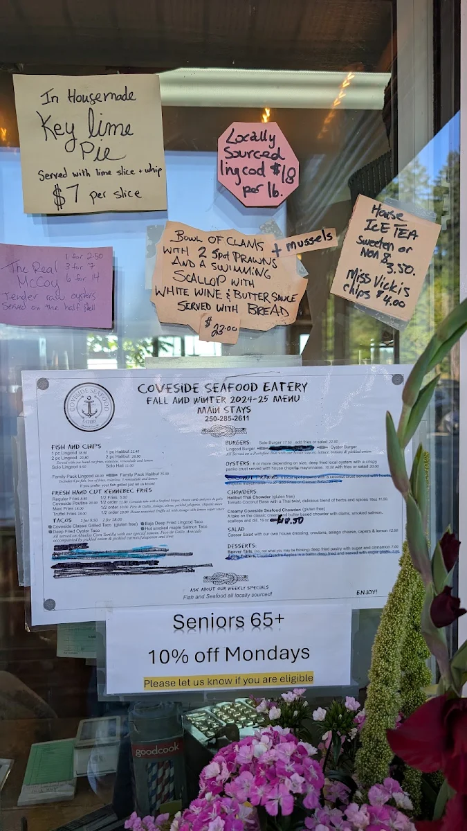 Menu, Coveside Seafood Eatery