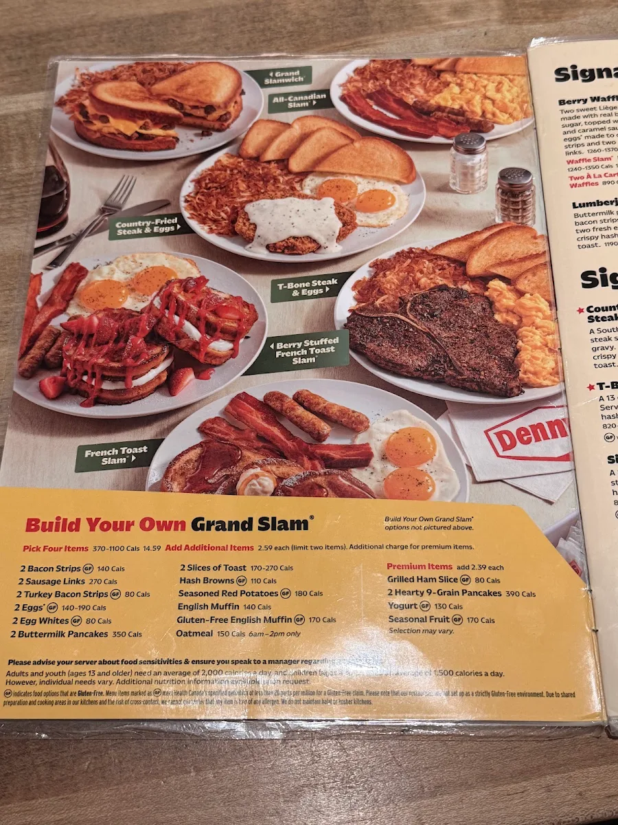 Menu, Denny's Restaurant Broadway