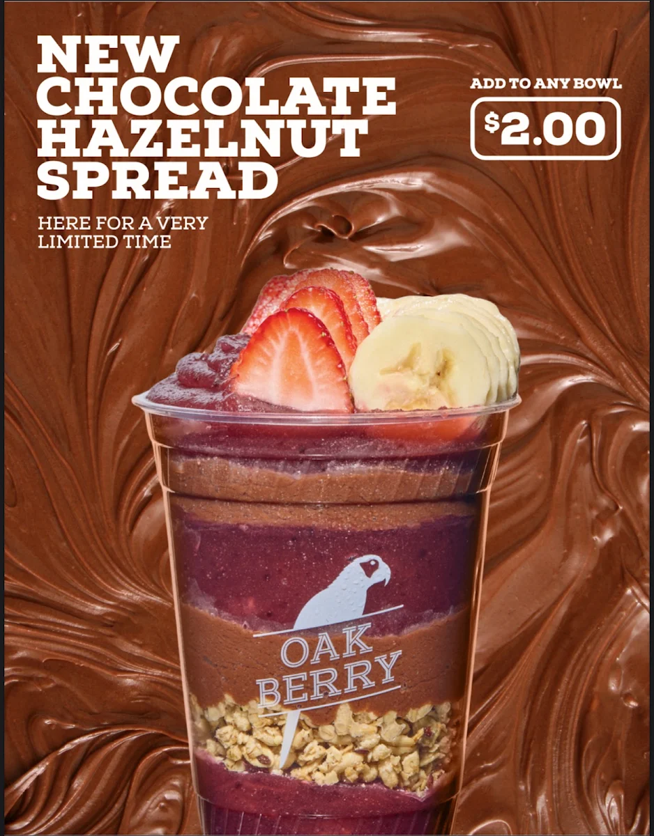 Menu, OAKBERRY Açaí Bowls & Smoothies