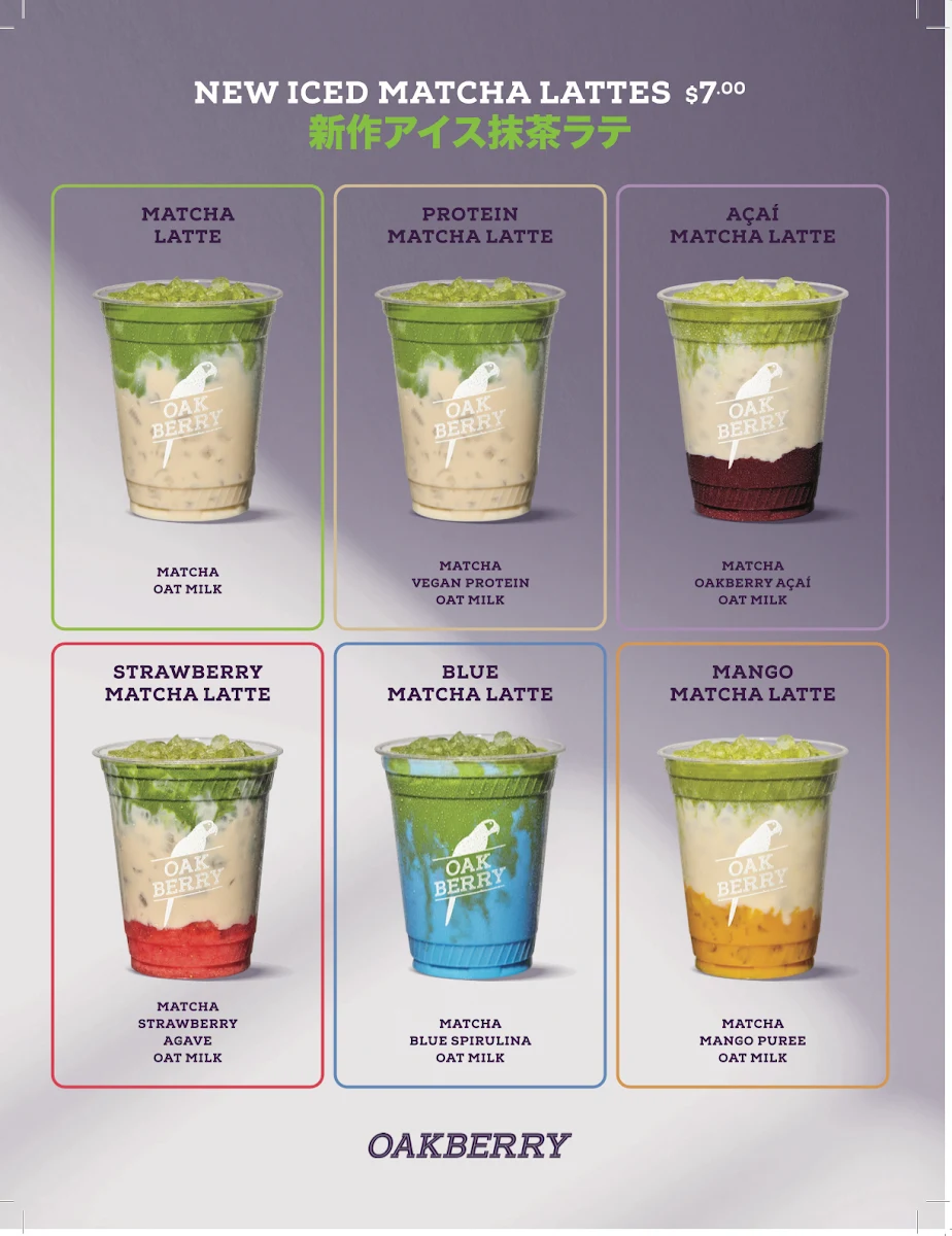 Menu, OAKBERRY Açaí Bowls & Smoothies