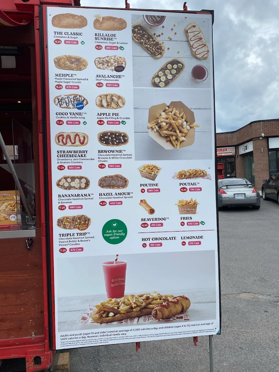 Menu, BeaverTails- Queues de Castor (Kingston Division St.)