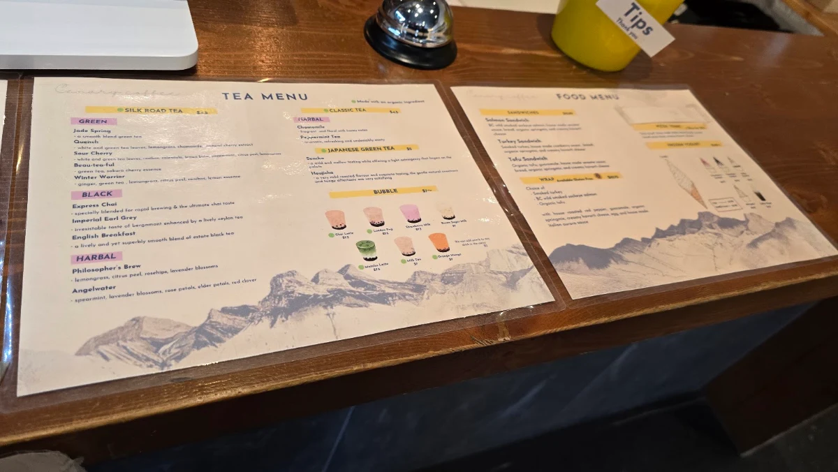 Menu, Canary Coffee