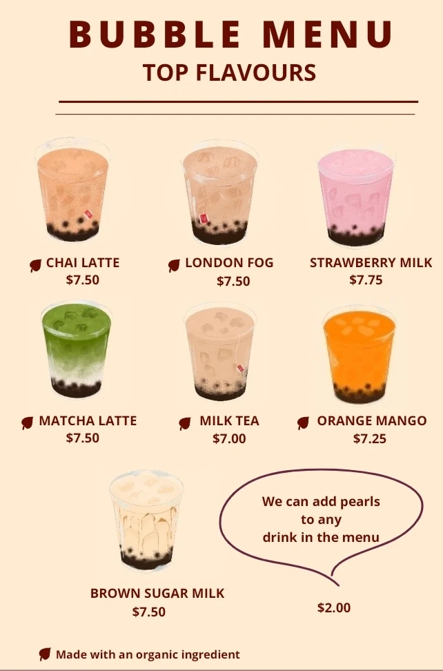 Menu, Canary Coffee
