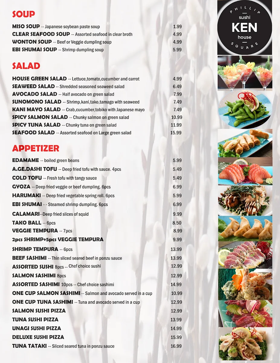 Menu, KEN Sushi House Phillip Square
