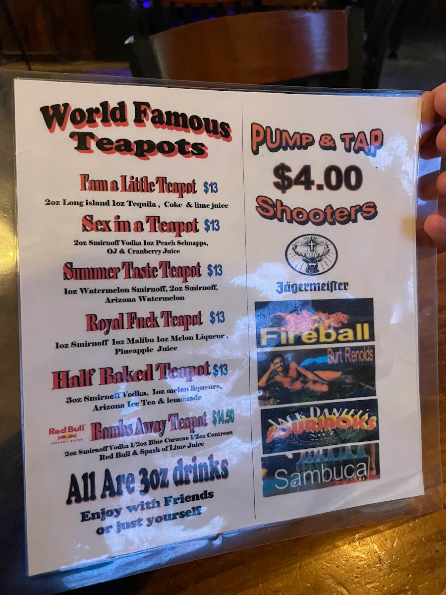 Menu, Pump & Tap Tavern