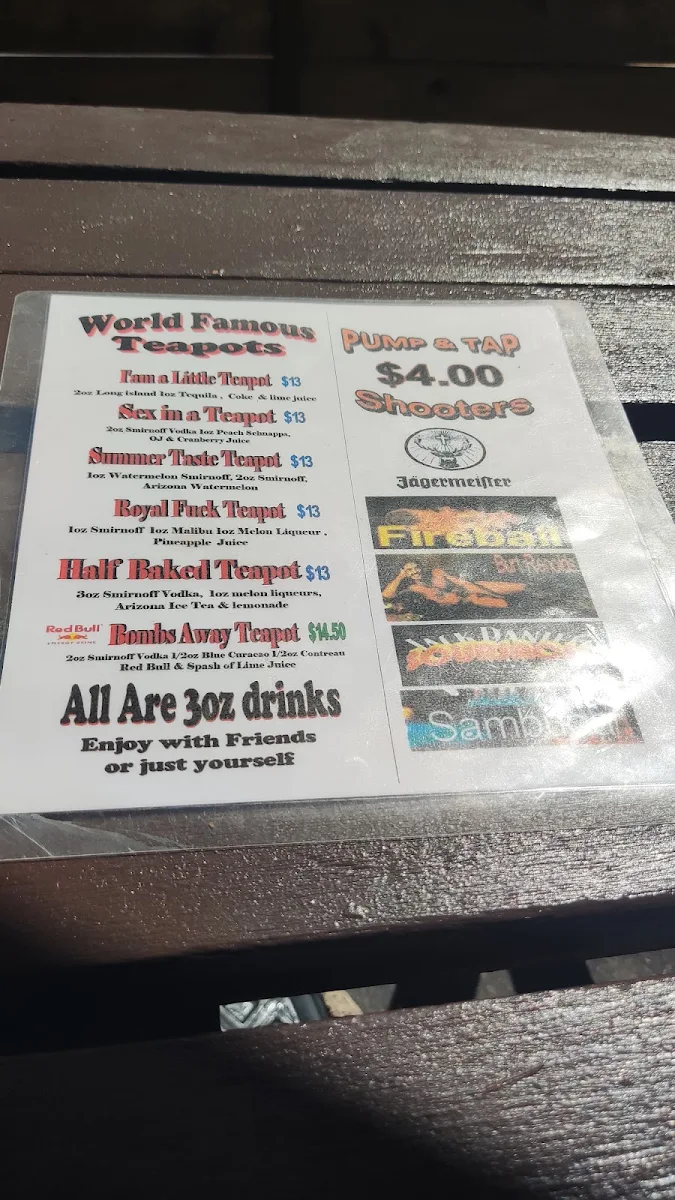Menu, Pump & Tap Tavern