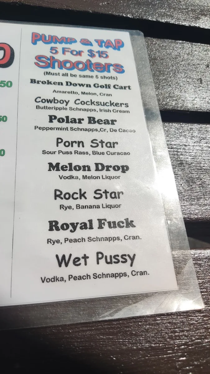 Menu, Pump & Tap Tavern