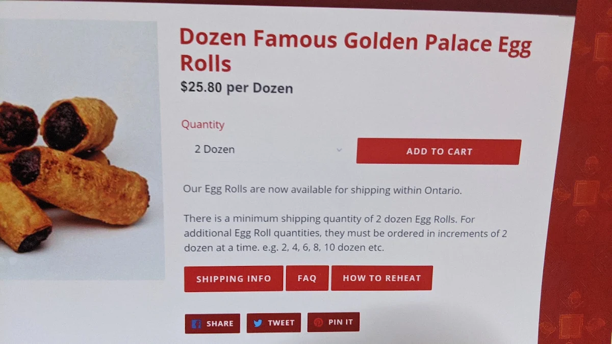 Menu, Golden Palace Restaurant