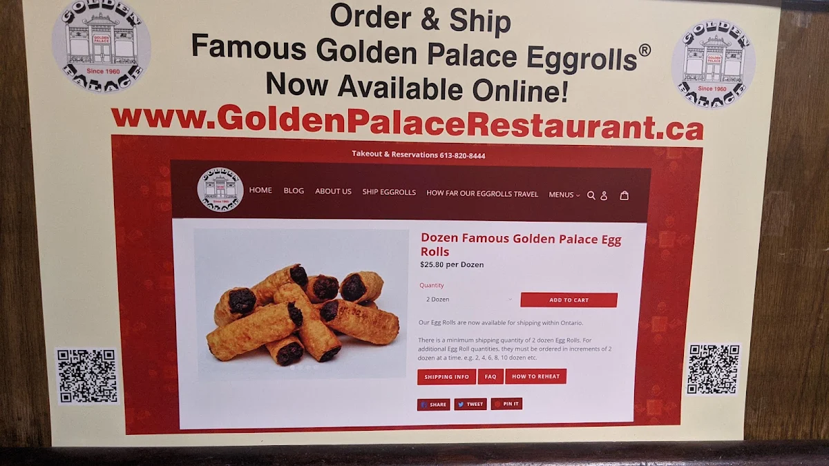 Menu, Golden Palace Restaurant