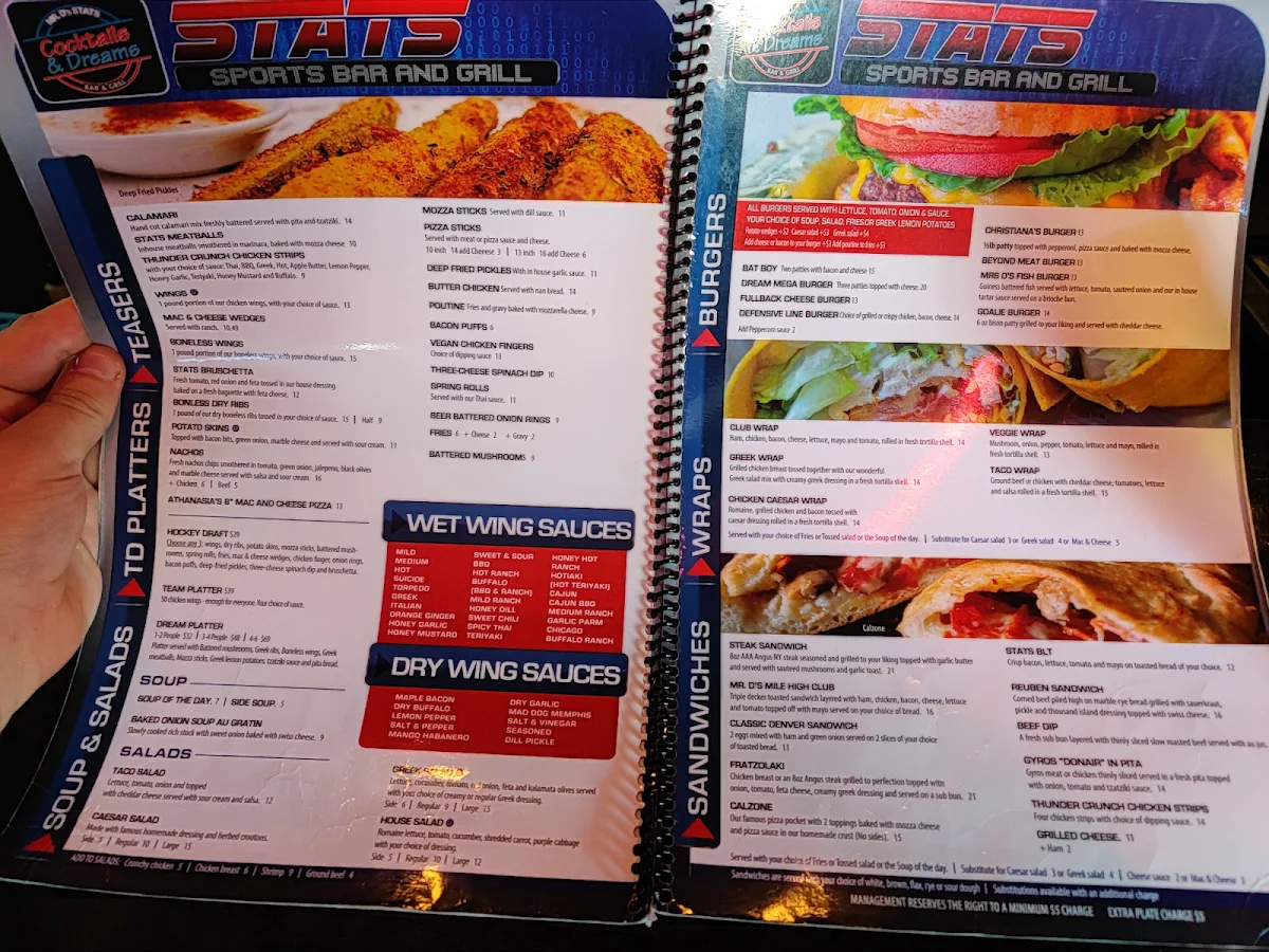 Menu, Cravings All Day Grill & Stats Sports lounge