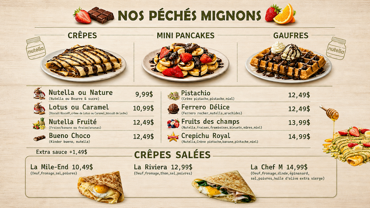 Menu, Crepichu