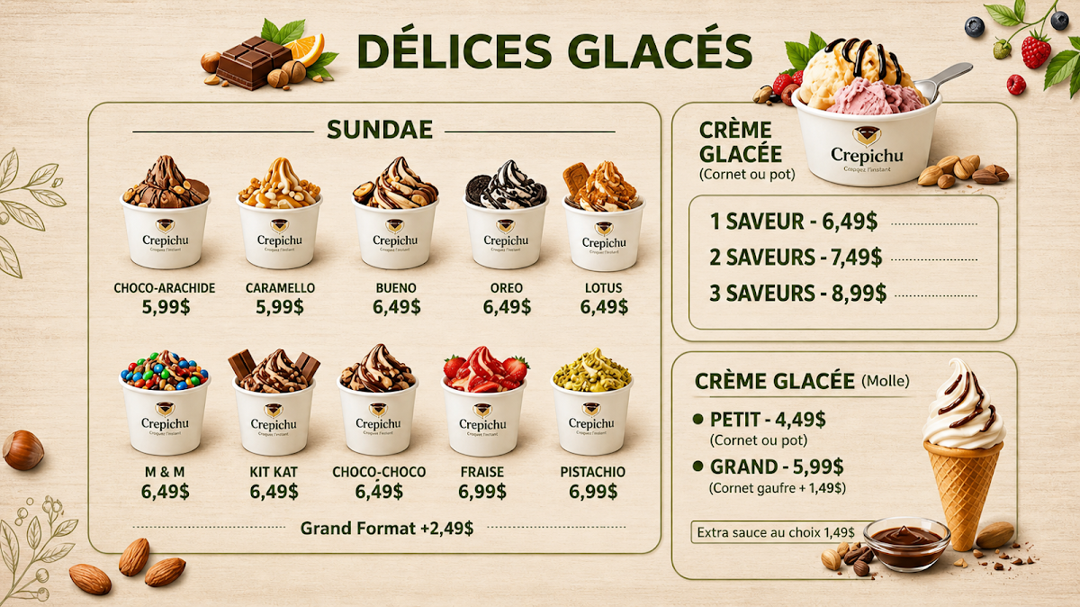 Menu, Crepichu