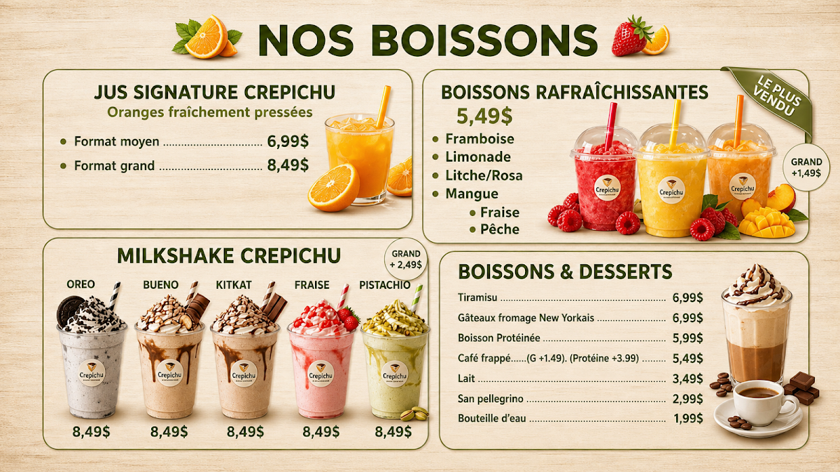 Menu, Crepichu