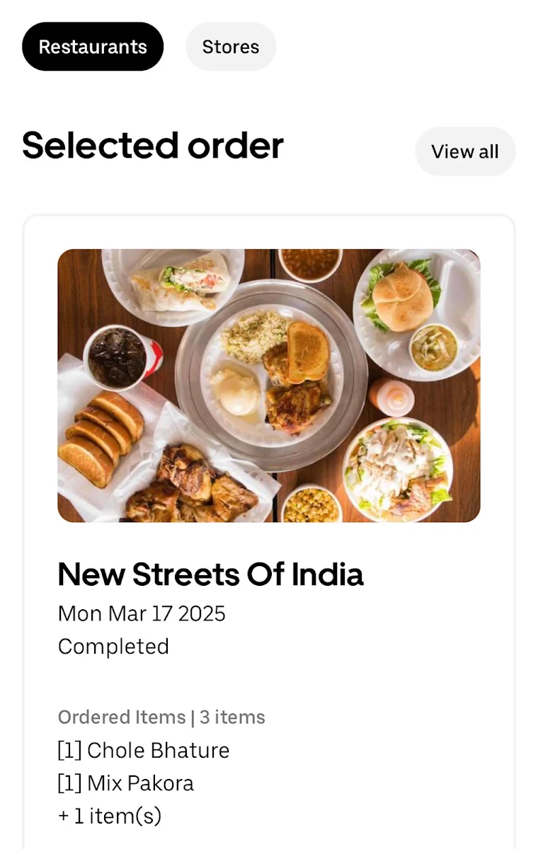 Menu, New Streets Of India