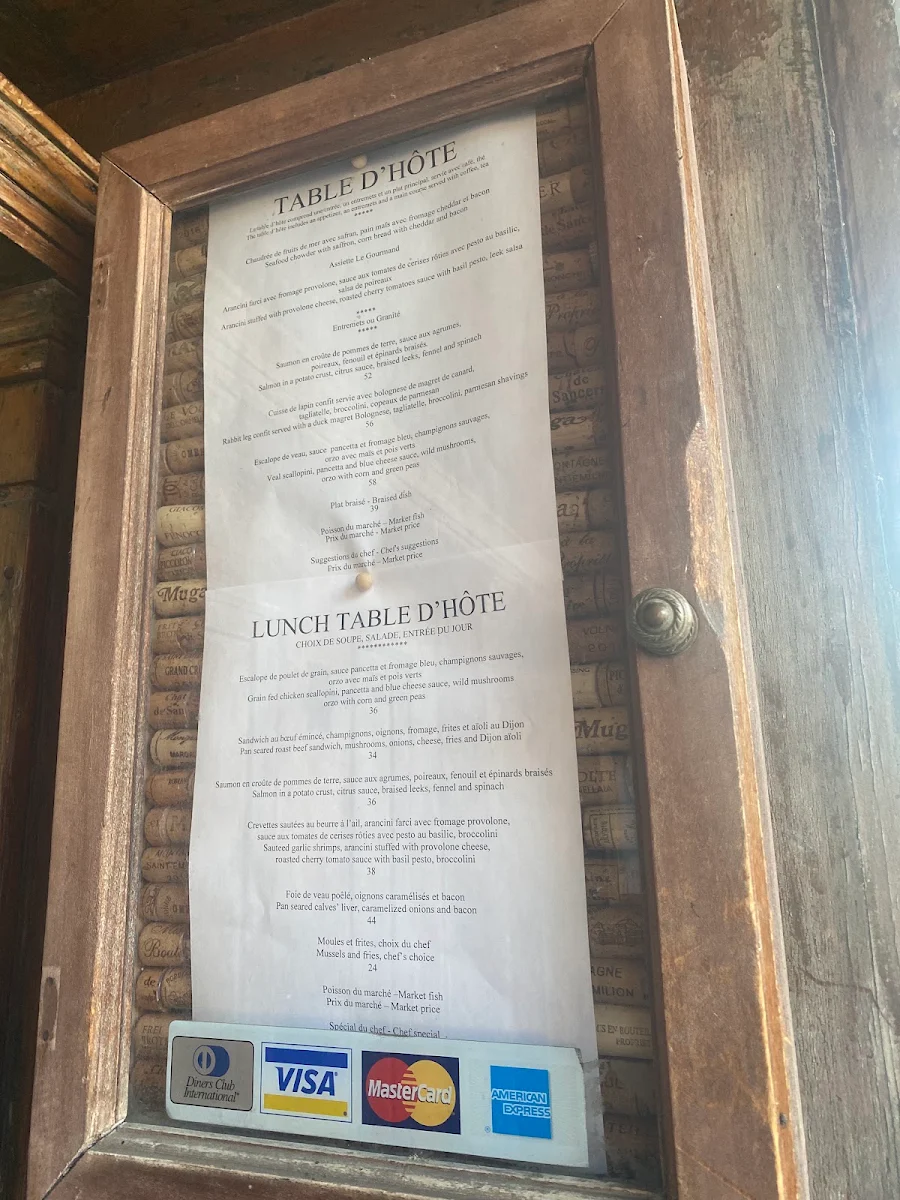 Menu, Restaurant Le Gourmand