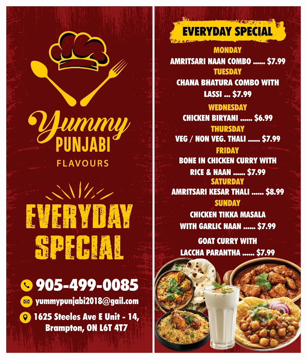 Menu, yummy punjabi flavours