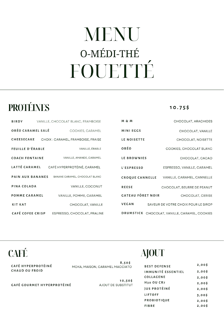 Menu, O-Médi-Thé