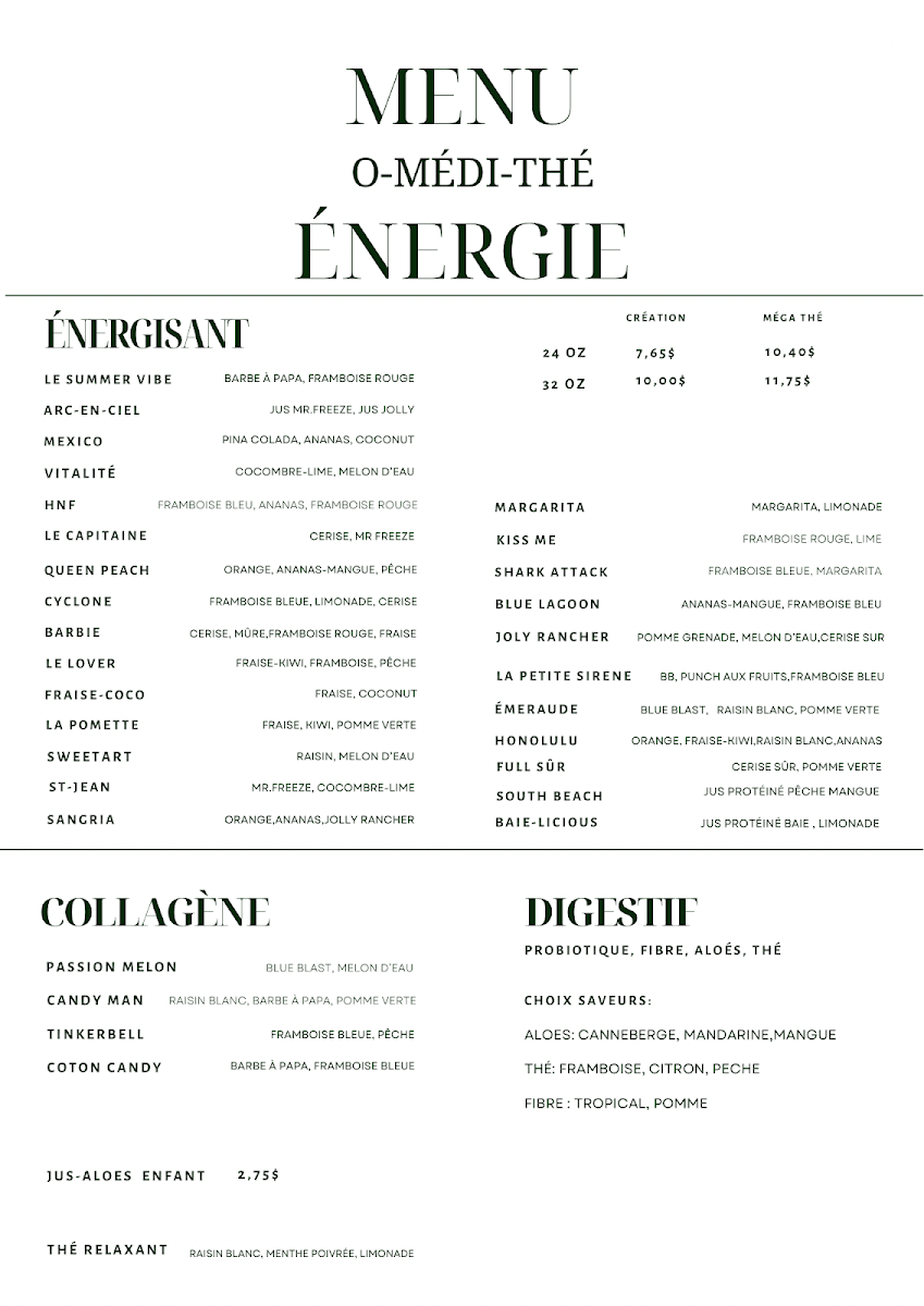 Menu, O-Médi-Thé