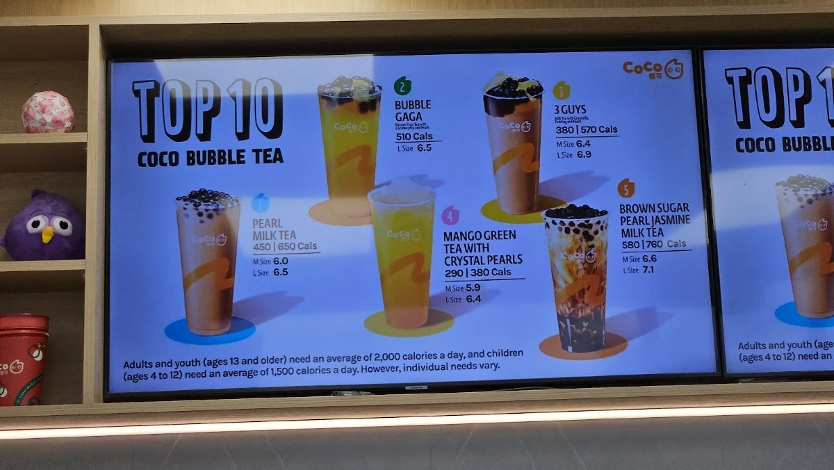Menu, CoCo Bubble Tea - Meadowvale North Shopping Centre