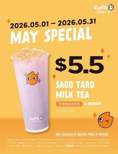 Menu, CoCo Bubble Tea - Meadowvale North Shopping Centre