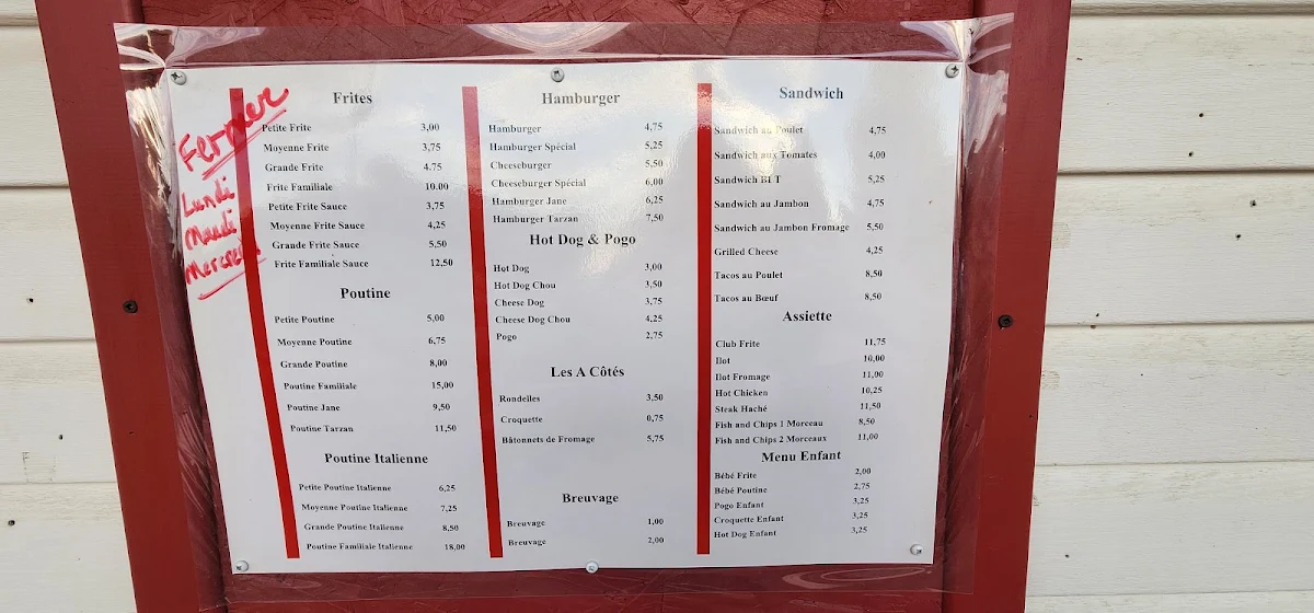 Menu, Aucoin D'La Patate