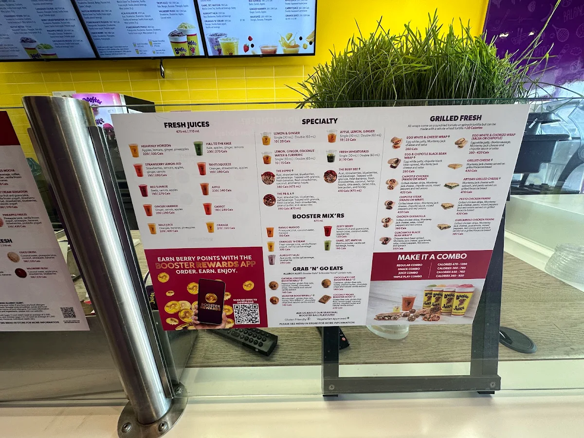 Menu, Booster Juice