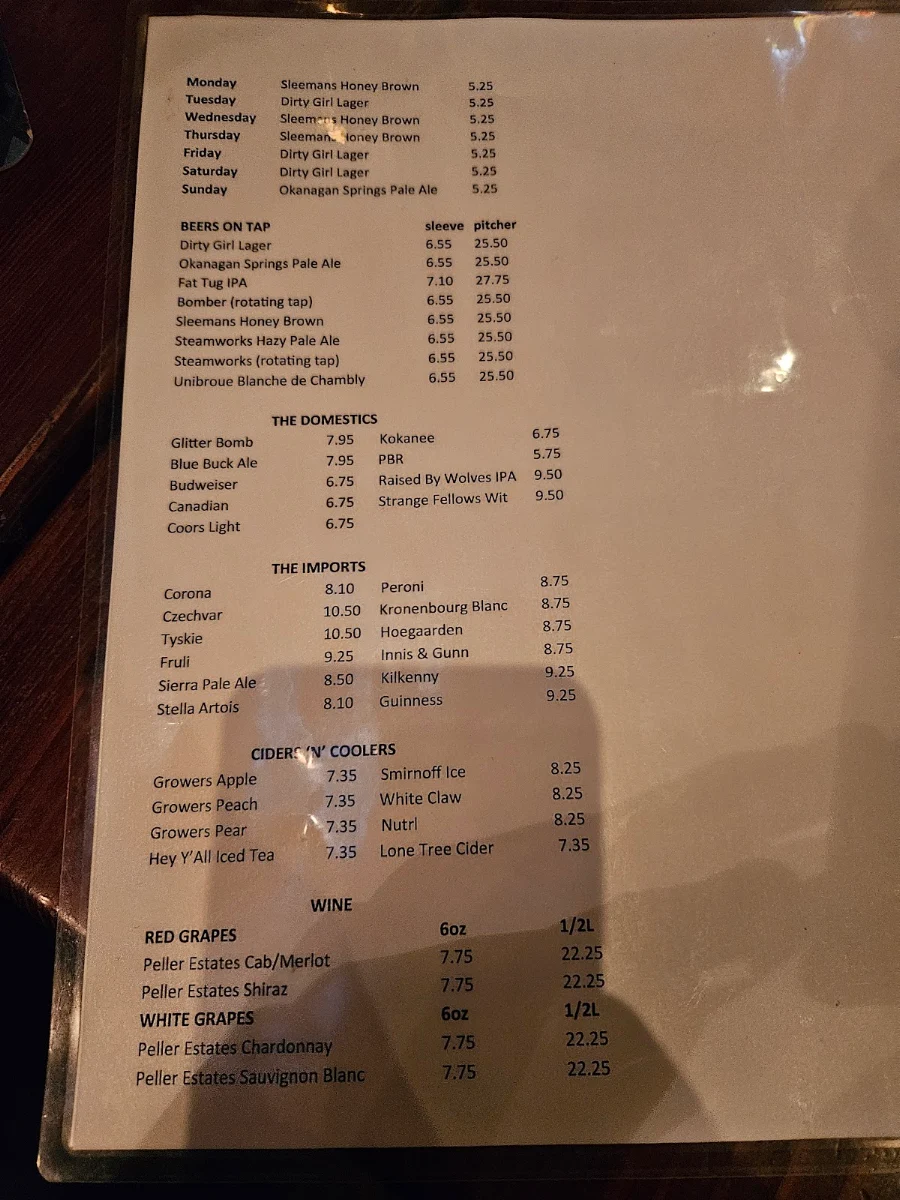 Menu, The Yard Cafe