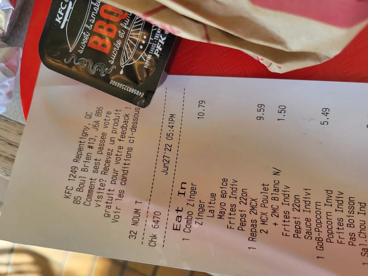 Menu, PFK