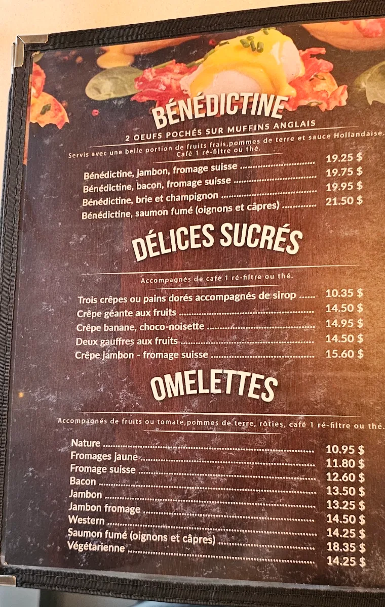 Menu, Restaurant 1 gars 1 fille Chez Vic