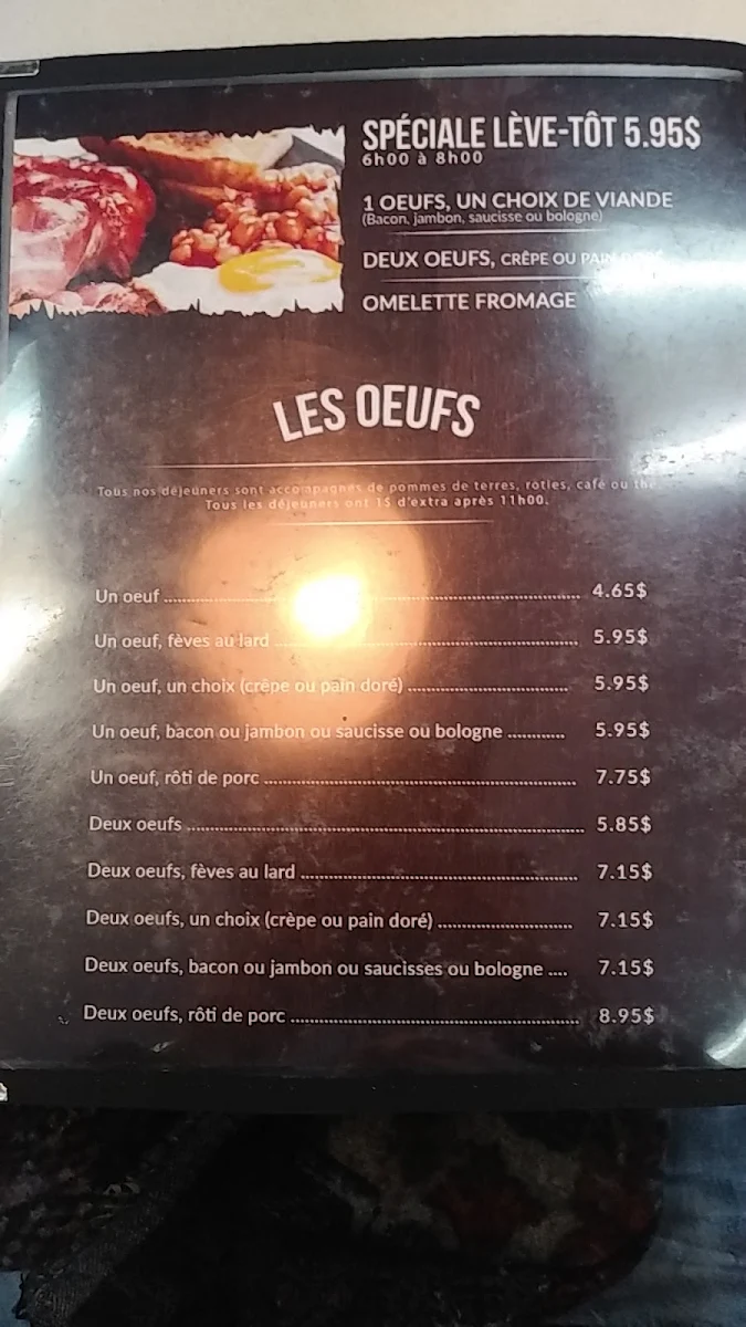 Menu, Restaurant 1 gars 1 fille Chez Vic