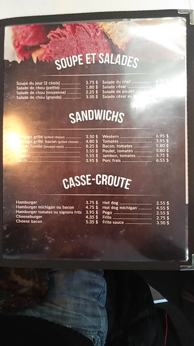 Menu, Restaurant 1 gars 1 fille Chez Vic