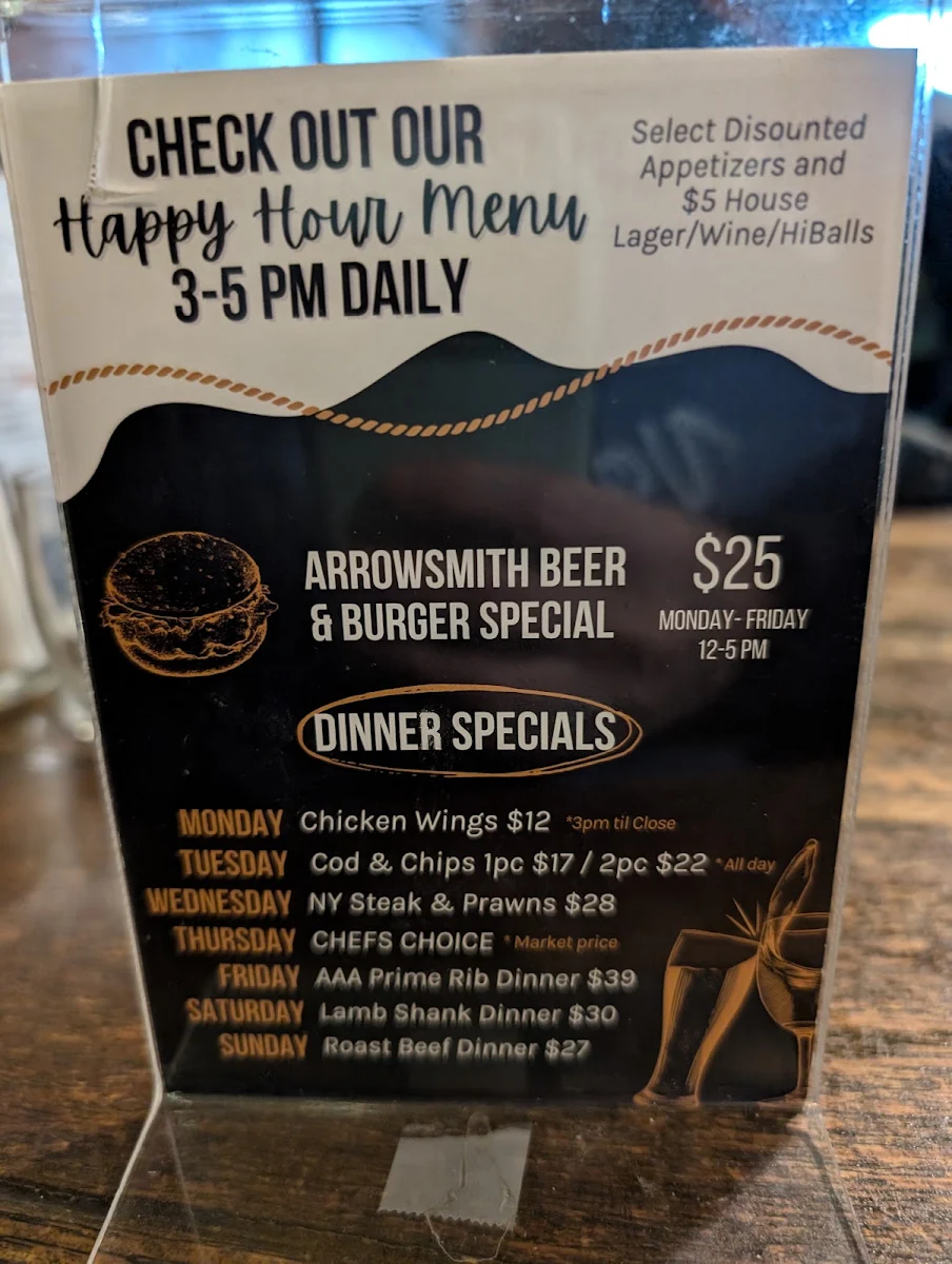 Menu, Rocking Horse Pub