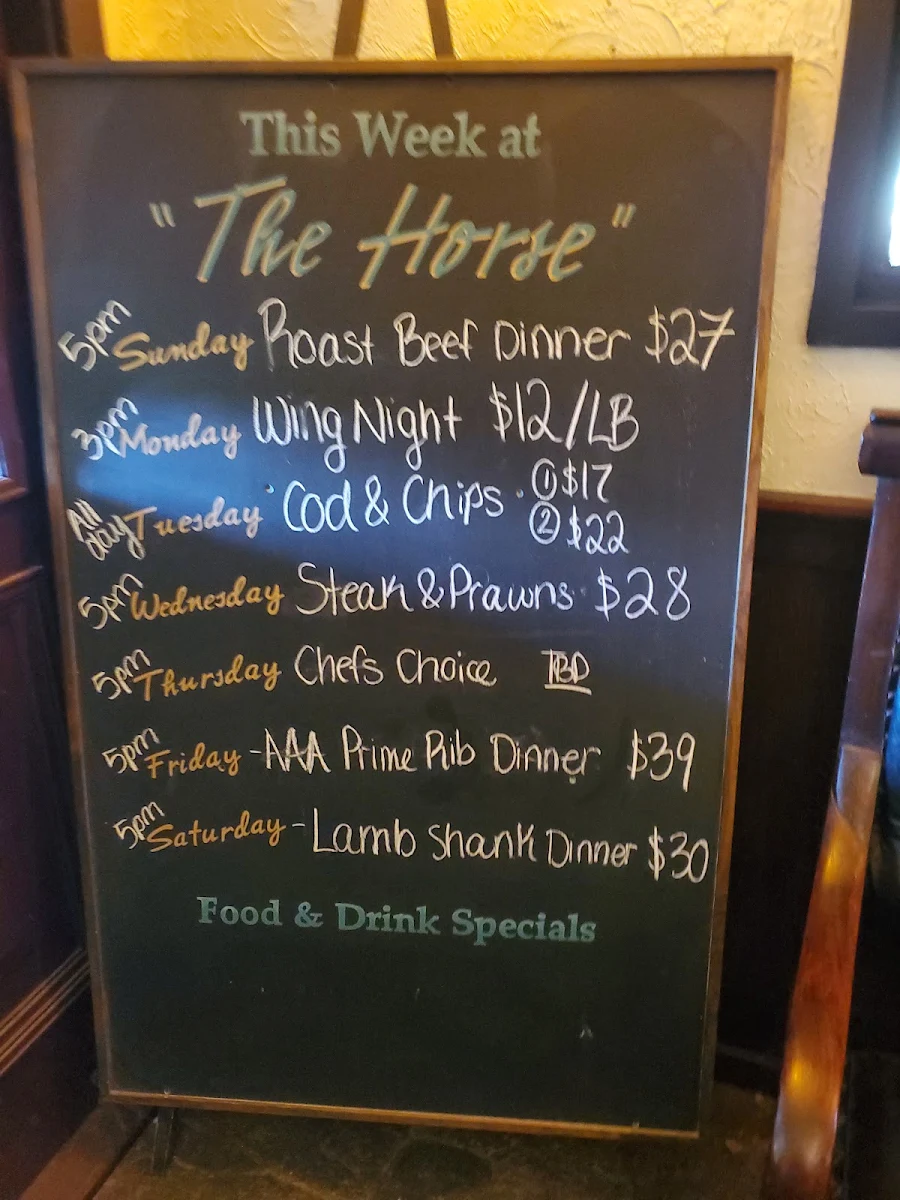 Menu, Rocking Horse Pub