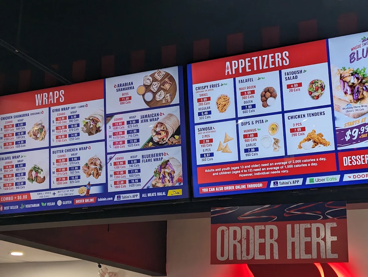 Menu, Tahini's Shawarma