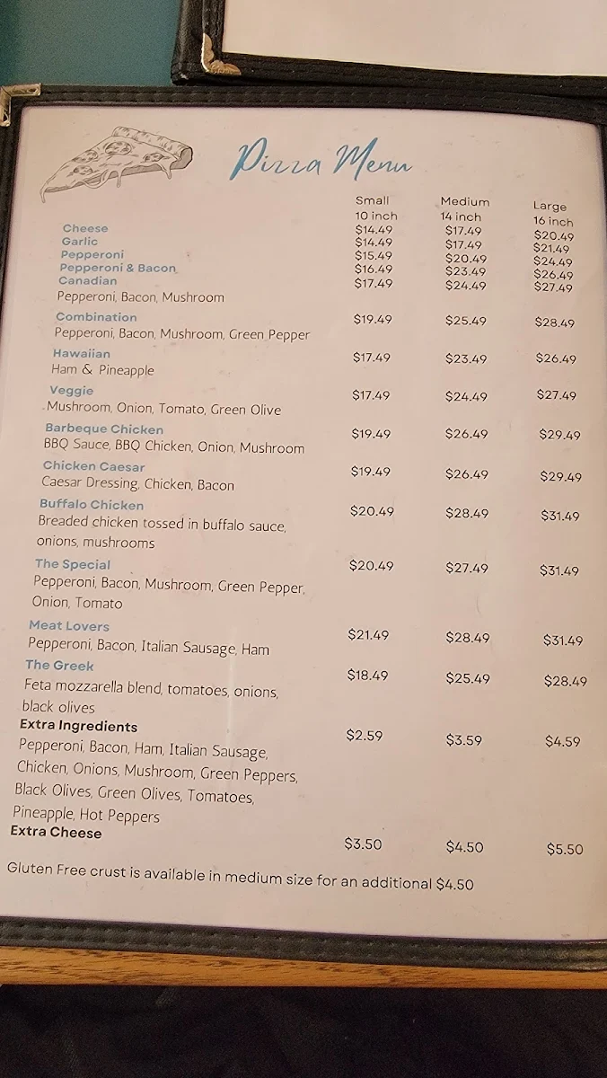 Menu, Perth Pizzeria & Restaurant