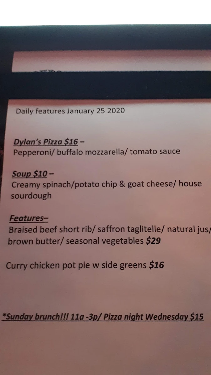 Menu, Youbou Bar & Grill