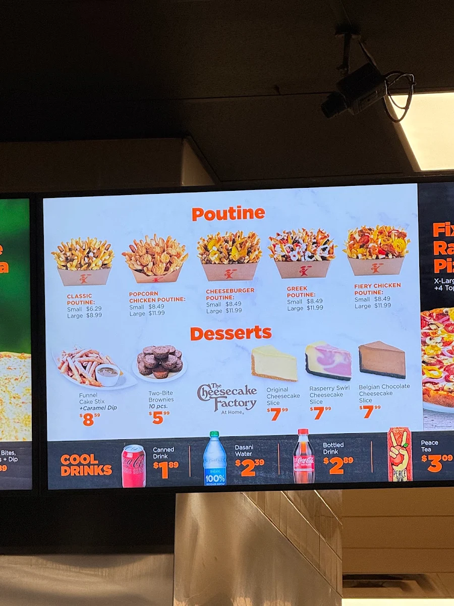 Menu, Pizza Pizza