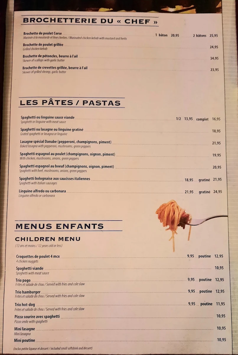 Menu, Restaurant Le Danube Bleu