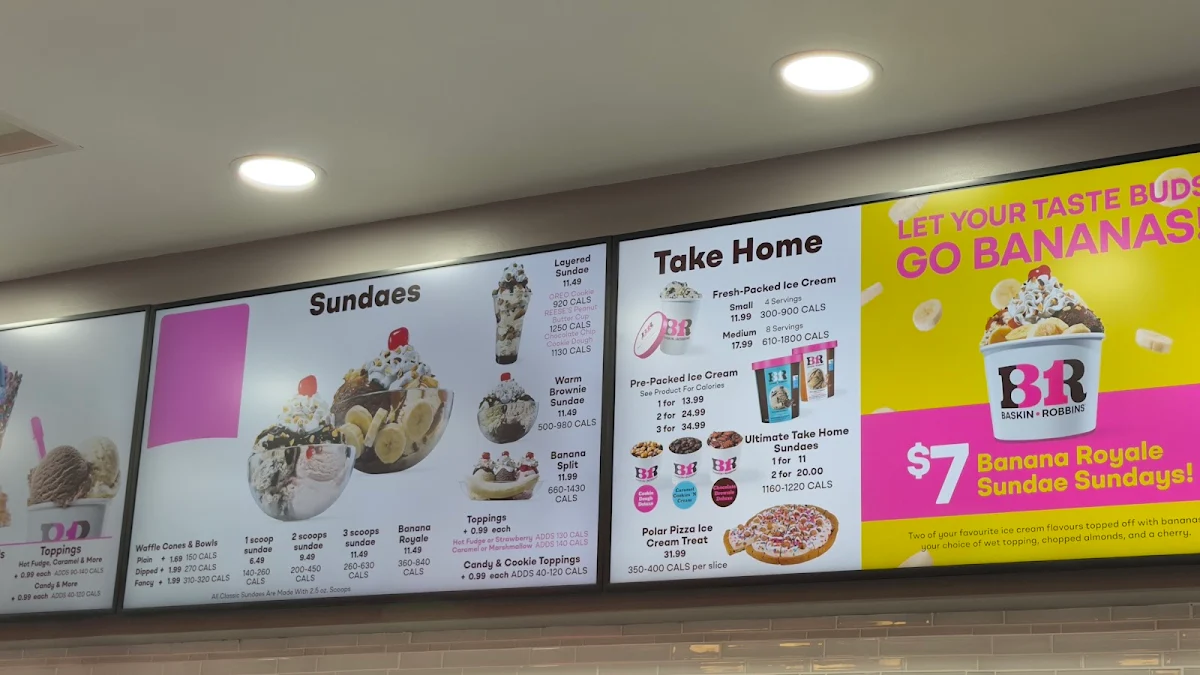 Menu, Baskin-Robbins