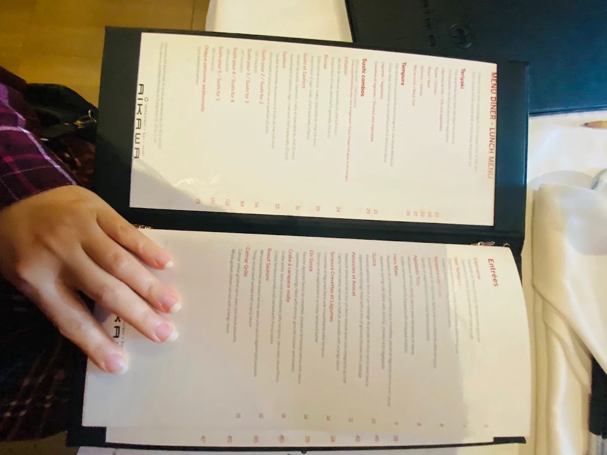 Menu, Aikawa Sushi Restaurant