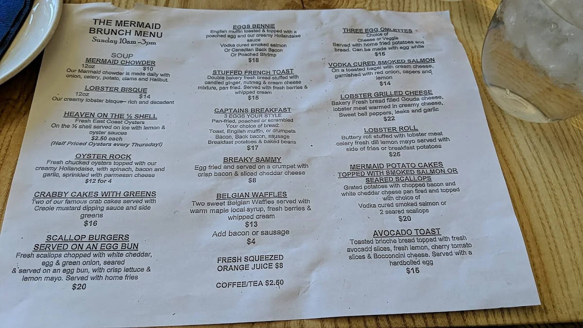 Menu, The Mermaid