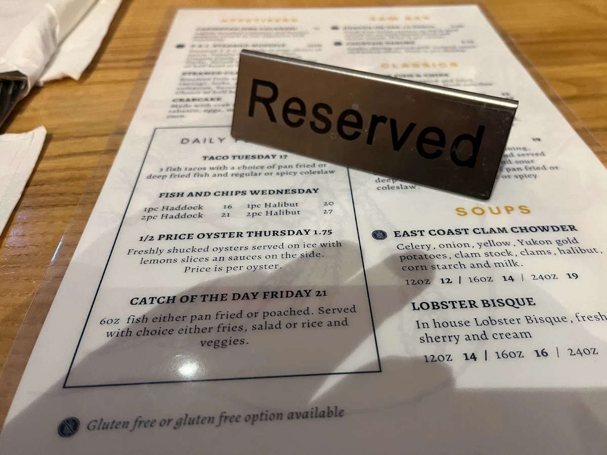 Menu, The Mermaid