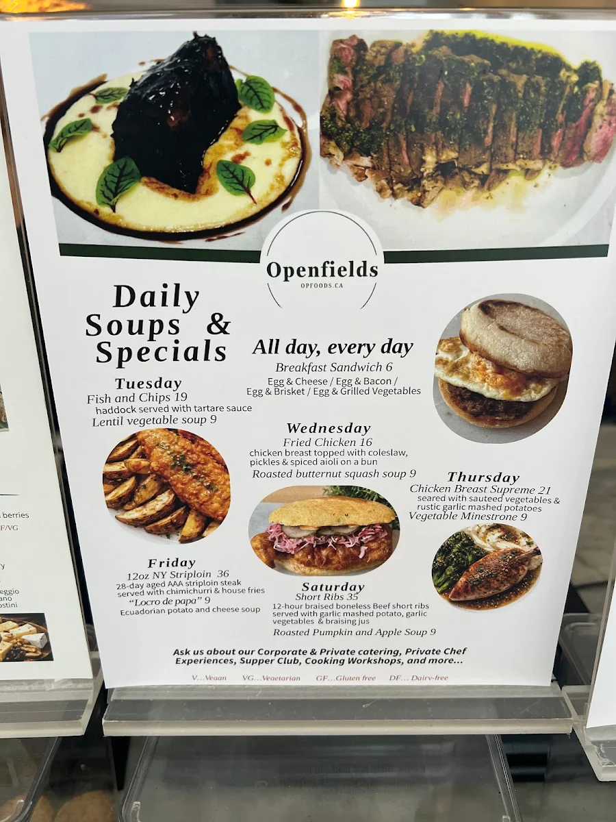 Menu, Openfields