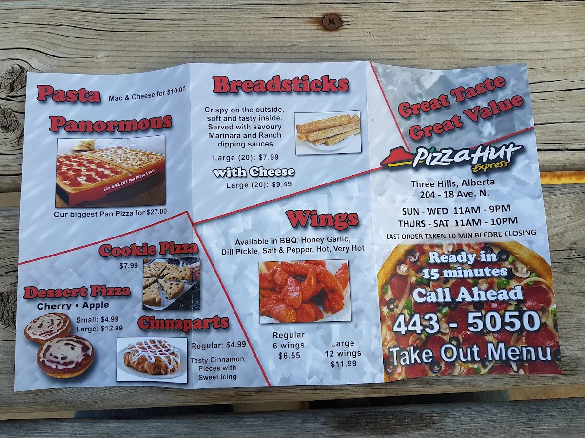 Menu, Pizza Hut Express